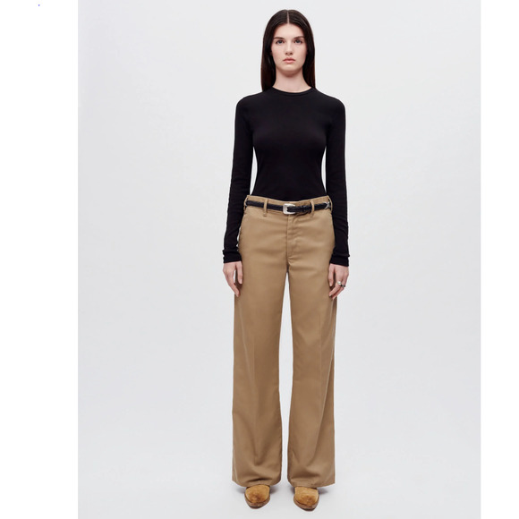RE/DONE Size 26 Super Wide Leg Trouser Khaki $350 msrp Pants Tan G19-5 - Picture 1 of 10